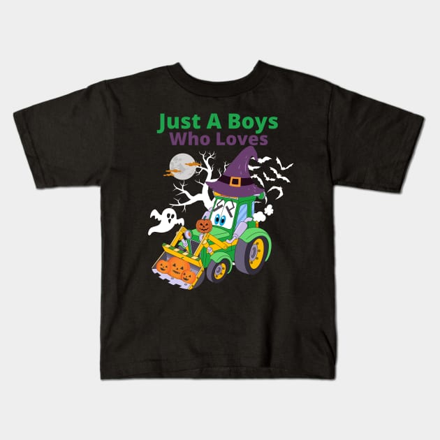 School Halloween 2022 Cool Tractors Amidst Fields Squad Kids T-Shirt by Johner_Clerk_Design